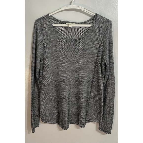 Eileen Fisher Sweaters - Eileen Fisher Small Organic Cotton Linen Swing Sweater Black White Marled